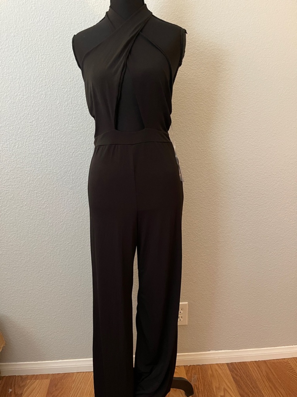 Windsor Black Cross-Neck Wide-Leg Jumpsuit